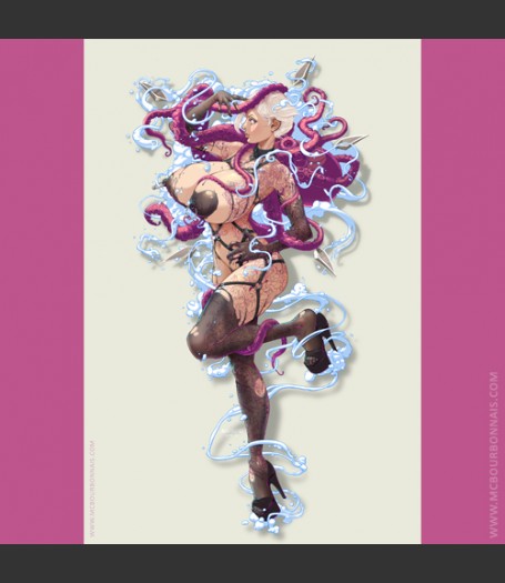 MC Bourbonnais Original Character Aimsee 8'' X 12'' Artwork - Aimsee by Andr01d - Ink pattern printed on separate see-through acetate