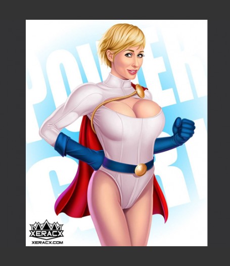 MC Bourbonnais as Power Girl artwork by XERACX on pearlescent photo paper